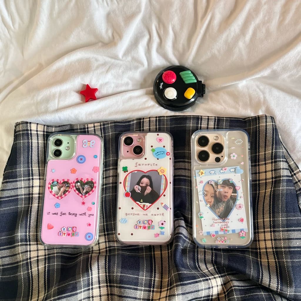 เคสโทรศัพท์แกะหลังพลาสติก เก็บความทรงจำ ใส่รูปข้างใน DIY เองได้ *ลอกฟิล์มออกก่อนใช้งาน* รูปที่ 1