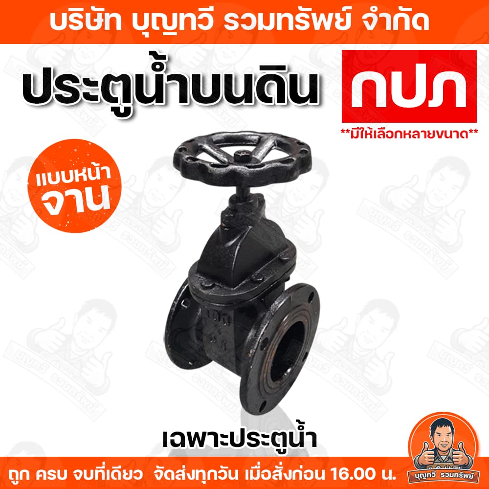 ประตูน้ำบนดิน กปภ. 3นิ้ว 4นิ้ว 6นิ้ว 8นิ้ว เป็นวาวล์เปิด-ปิดน้ำ แบบหน้าจาน พร้อมชุดประกอบพร้อมใช้งาน รูปที่ 1