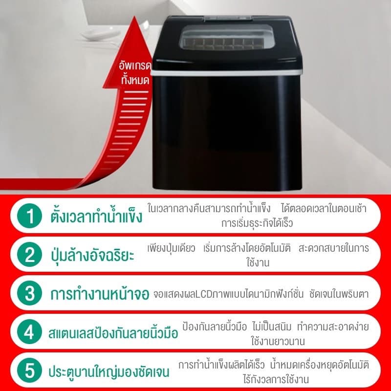 Hicon เครื่องทำน้ำแข็งอัตโนมัติ 25KG เครื่องผลิตน้ำแข็ง ทำน้ำแข็งก้อน ขนาดใหญ่ ตั้งเวลาได้ และ ขนาดได้ ผลิตครั้งละ24ก้อน รูปที่ 6