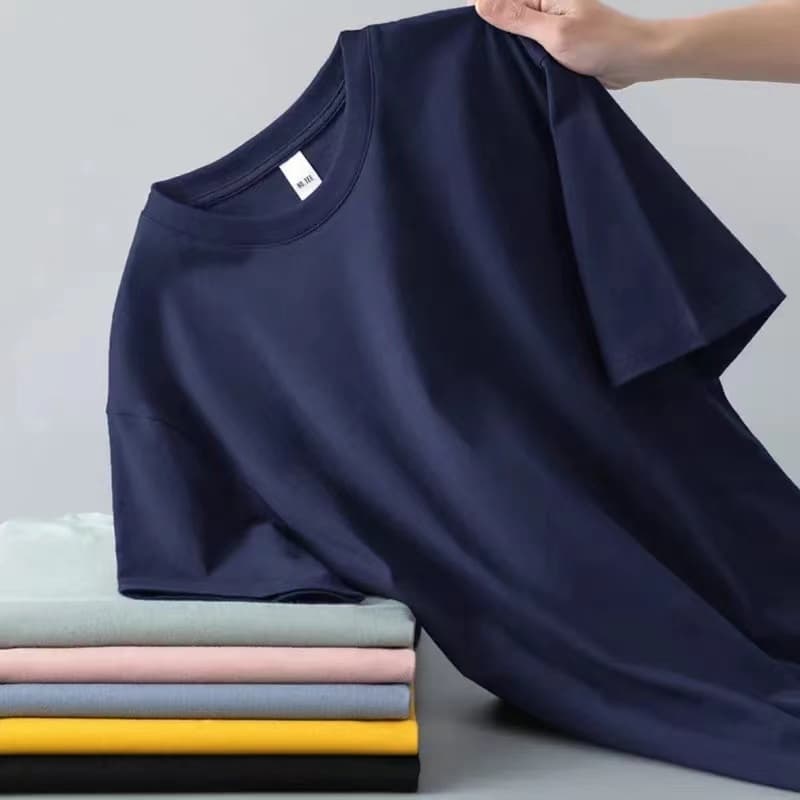 เสื้อยืดแฟชั่นฤดูร้อนชายแขนสั้นทรงสลิมฟิตสีพื้น ผ้าเนื้อนุ่ม สวมใส่สบาย ไซส์ L-4XL รูปที่ 5