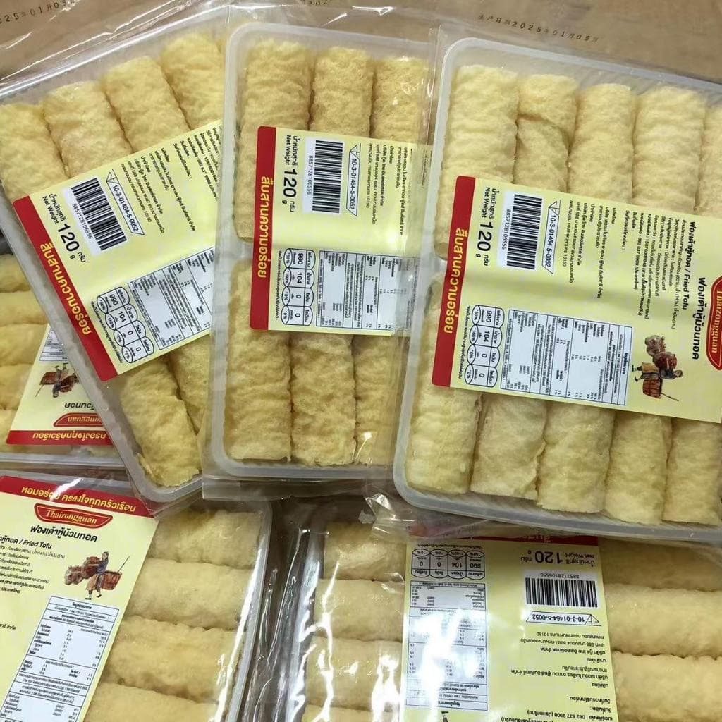 ฟองเต้าหู้ม้วนทอด มีอย. ไทย ราคาส่ง ฟองเต้าหู้ม้วน 响铃卷 ยกลัง 32 แพ็ค ขนาด 120กรัม รูปที่ 3