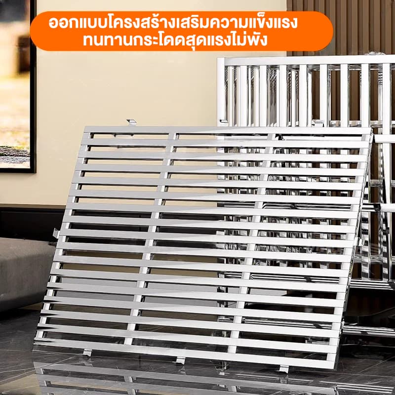 กรงสัตว์เลี้ยง กรงหมา พับได้ กรงสุนัขสแตนเลส 304 กรงสัตว์เลี้ยง แข็งแรง กรงสุนัขใหญ่ ฟรีแผ่น พาเลท รูปที่ 5