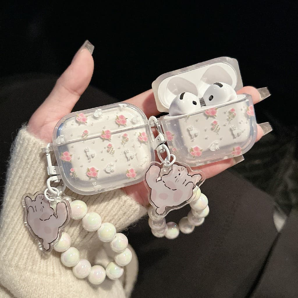 เคสหูฟังAirpods 4 ลาย เเมวดอกไม้ เคสสำหรับ Airpods 1/2 pro pro2 gen gen2 gen3 Airpods3 Airpods4 รูปที่ 6