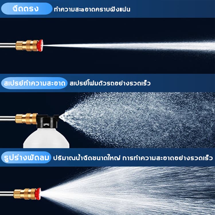 ปืนฉีดน้ำแรงดันสูง 23000mAh มีแบต2ก้อน ของแถม16ชิ้น เครื่องฉีดน้ำ ล้างรถได้สิบคัน ล้าง/รดน้ำไ รูปที่ 4
