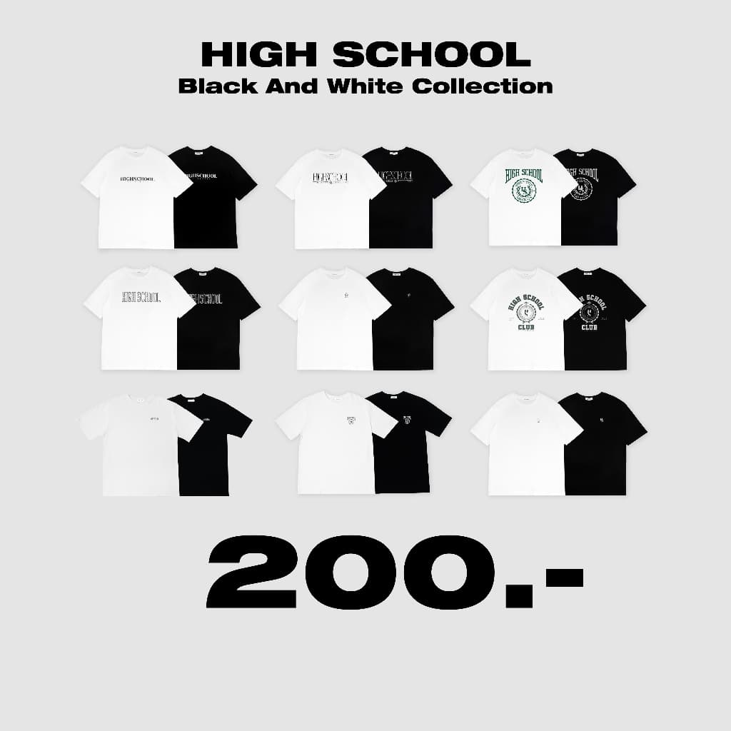 Highschool Black And White Collection Oversize T-shirt เสื้อยืดโอเวอร์ไซส์ขายดีราคานักศึกษา