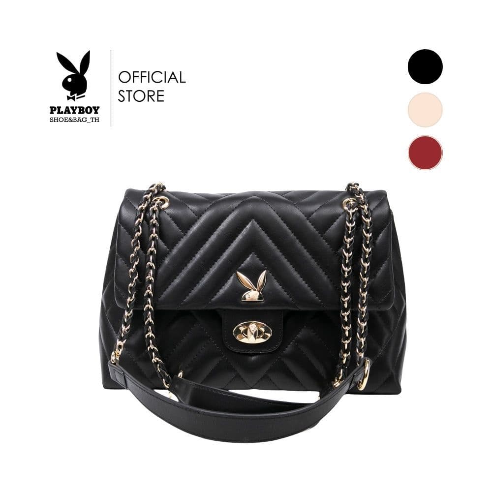 Playboy Bella Women's Bagกระเป๋าสะพายข้างผู้หญิง รุ่น ST-BS252PB130R ดีไซน์เย็บนวมลาย 3 เหลี่ยม มี 6 สี รูปที่ 1