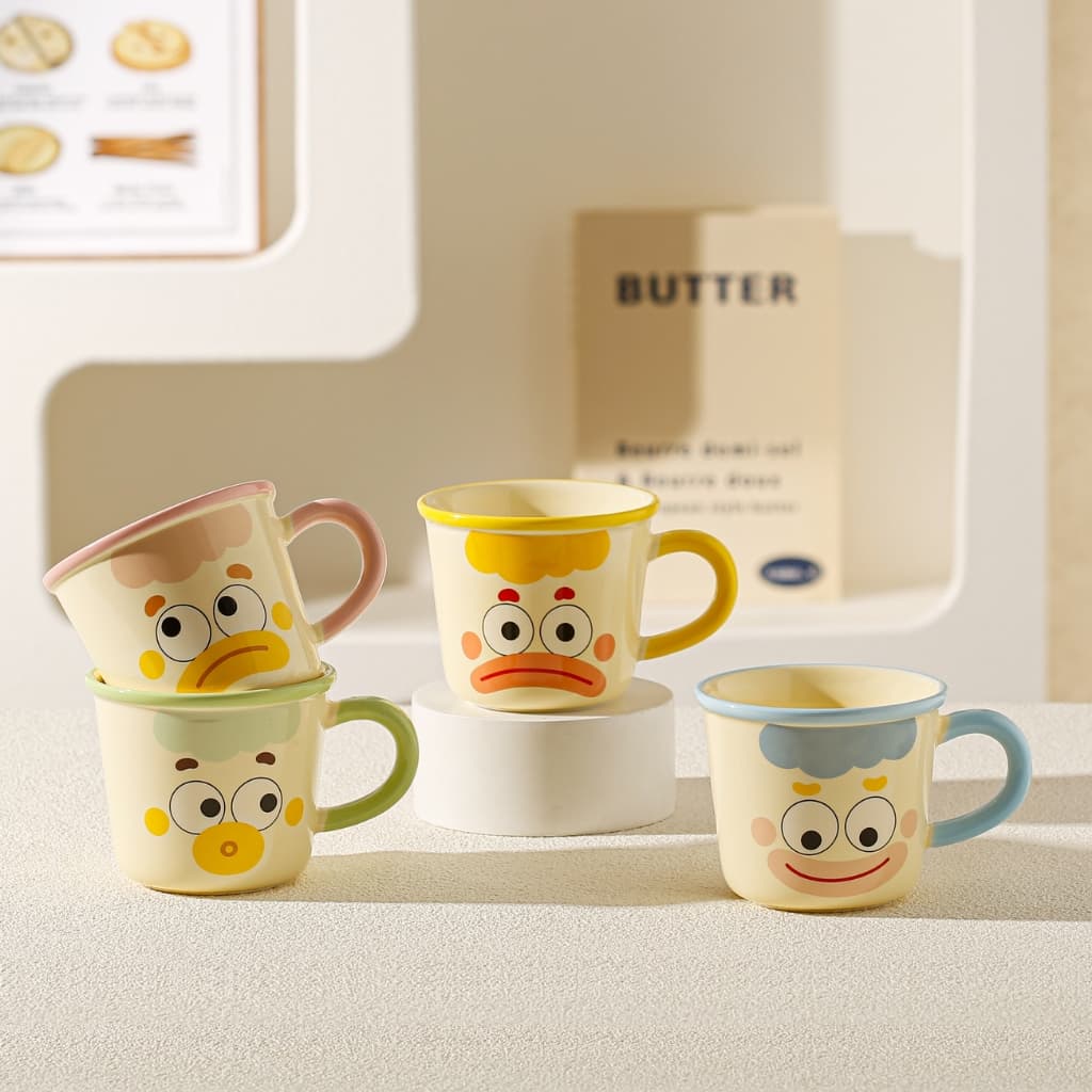 เซตแก้วกาแฟ มีกล่องของขวัญให้ ลายตัวตลก+ช้อน ไม่มีฝา น่ารัก รูปที่ 4