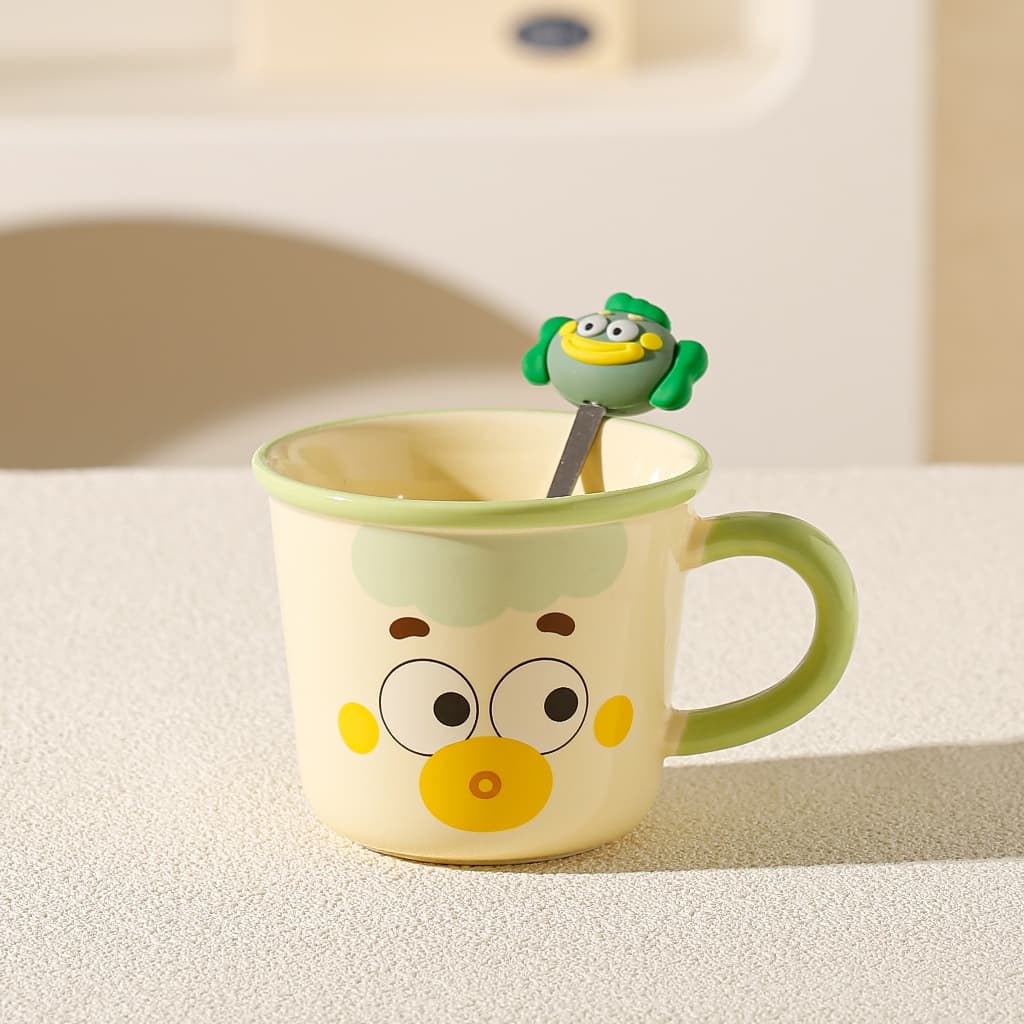เซตแก้วกาแฟ มีกล่องของขวัญให้ ลายตัวตลก+ช้อน ไม่มีฝา น่ารัก รูปที่ 3