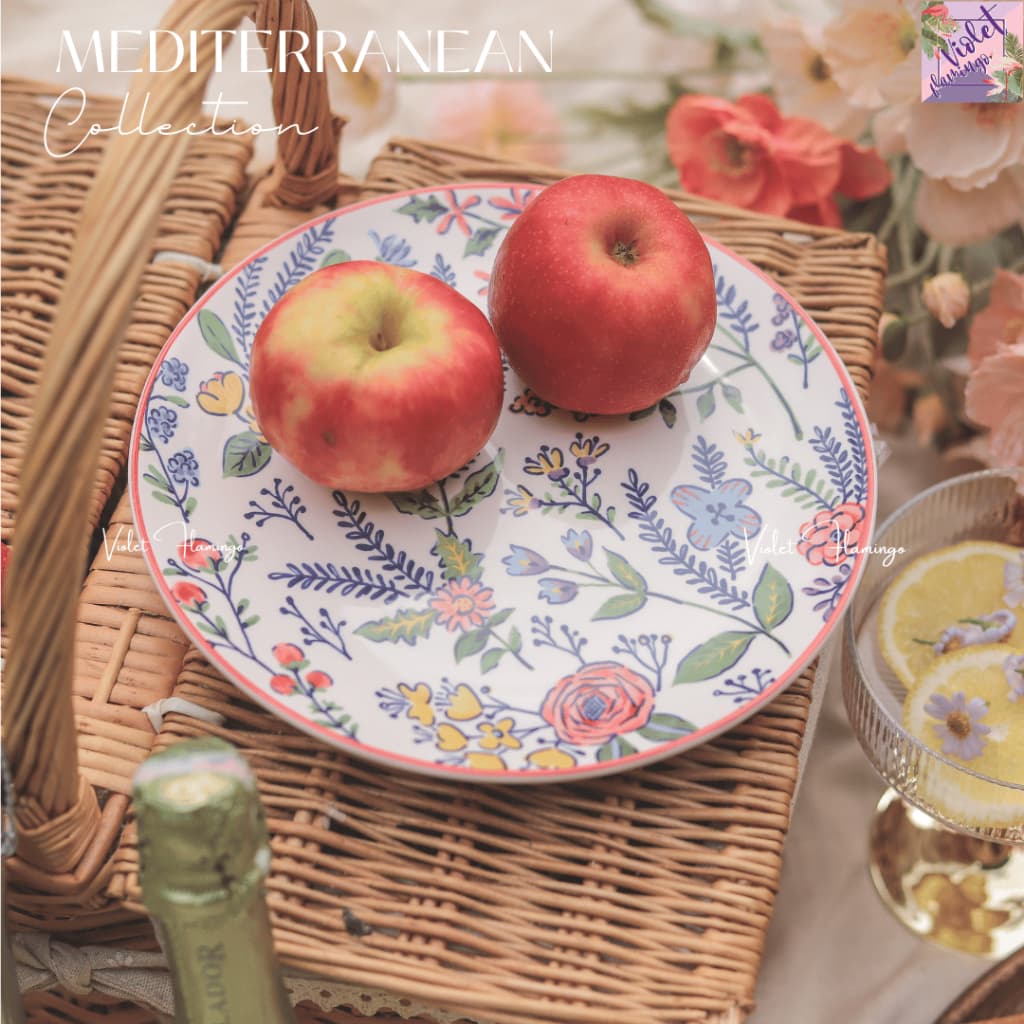 Violet Flamingo -จานกลมรุ่น Mediterranean Muse จานสไตล์อิตาเลียน เข้าไมโครเวฟได้ เข้าเครื่องล้างจานได้ รูปที่ 8