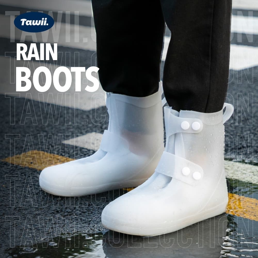 Tawii. ปลอกหุ้มรองเท้ากันน้ำ รองเท้าบูทกันฝน ปลอกหุ้มรองเท้าซิลิโคน ปลอกหุ้มรองเท้ากันลื่น พกพาสะดวก ยืดหยุ่นดี