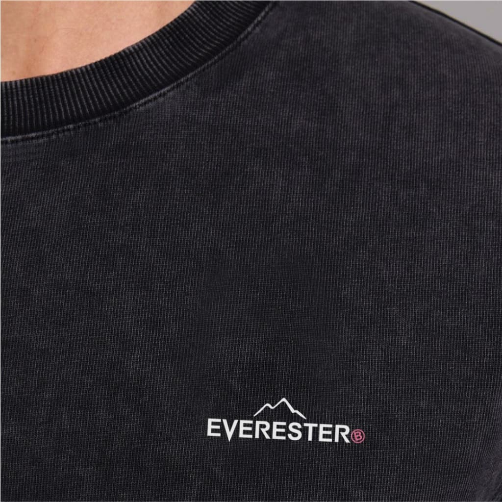 EVERESTER เสื้อคอฟิต วินเทจ เฟดเทาดำ Original Heavy Cotton 100% ฟอกนุ่ม เสื้อผ้า เสื้อยืดผู้ชาย FED รูปที่ 3