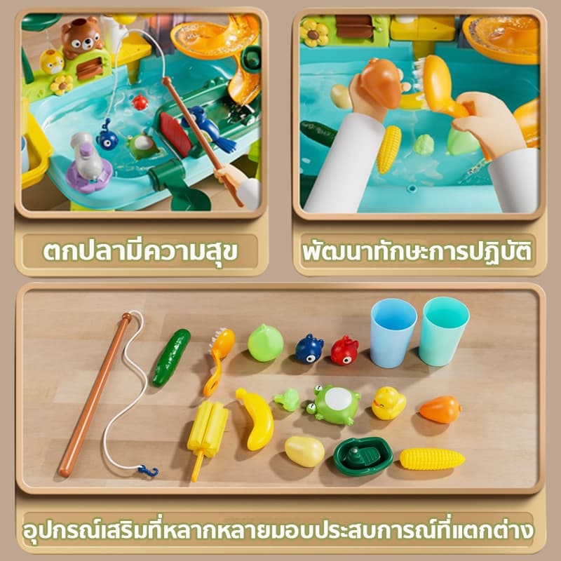 7IN1⭐ของเล่นเด็ก ชุดของเล่นโต๊ะชายหาด ฟังก์ชันหลากหลาย ระบบน้ำหมุนเวียนอัตโนมัติ Beach Toy Water table for Kid รูปที่ 4