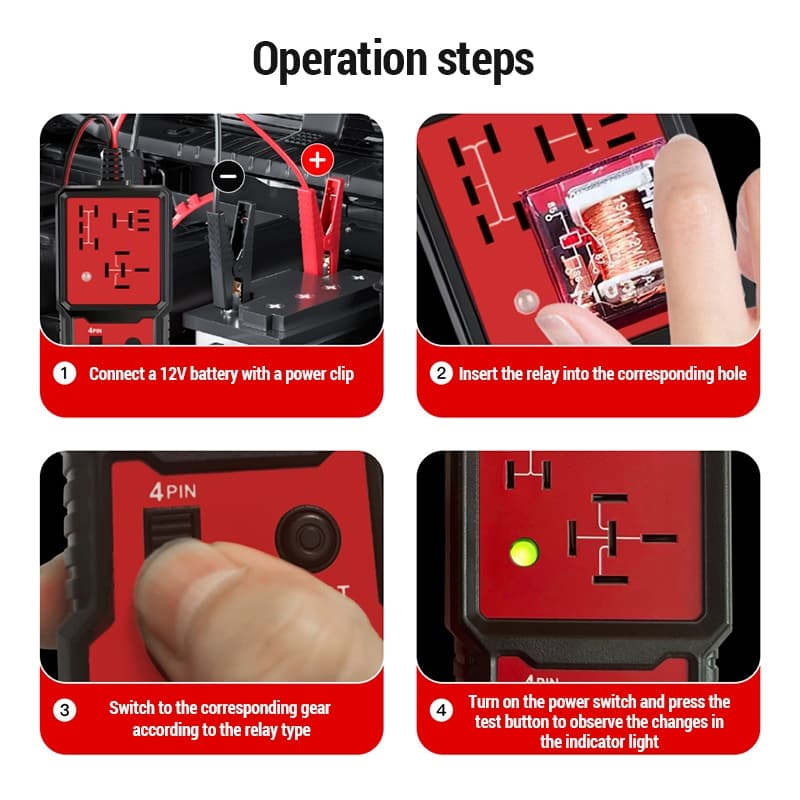 เครื่องทดสอบรีเลย์รถ 12V/24V เครื่องมือวินิจฉัยรีเลย์รถยนต์ Car Relay Tester รูปที่ 8