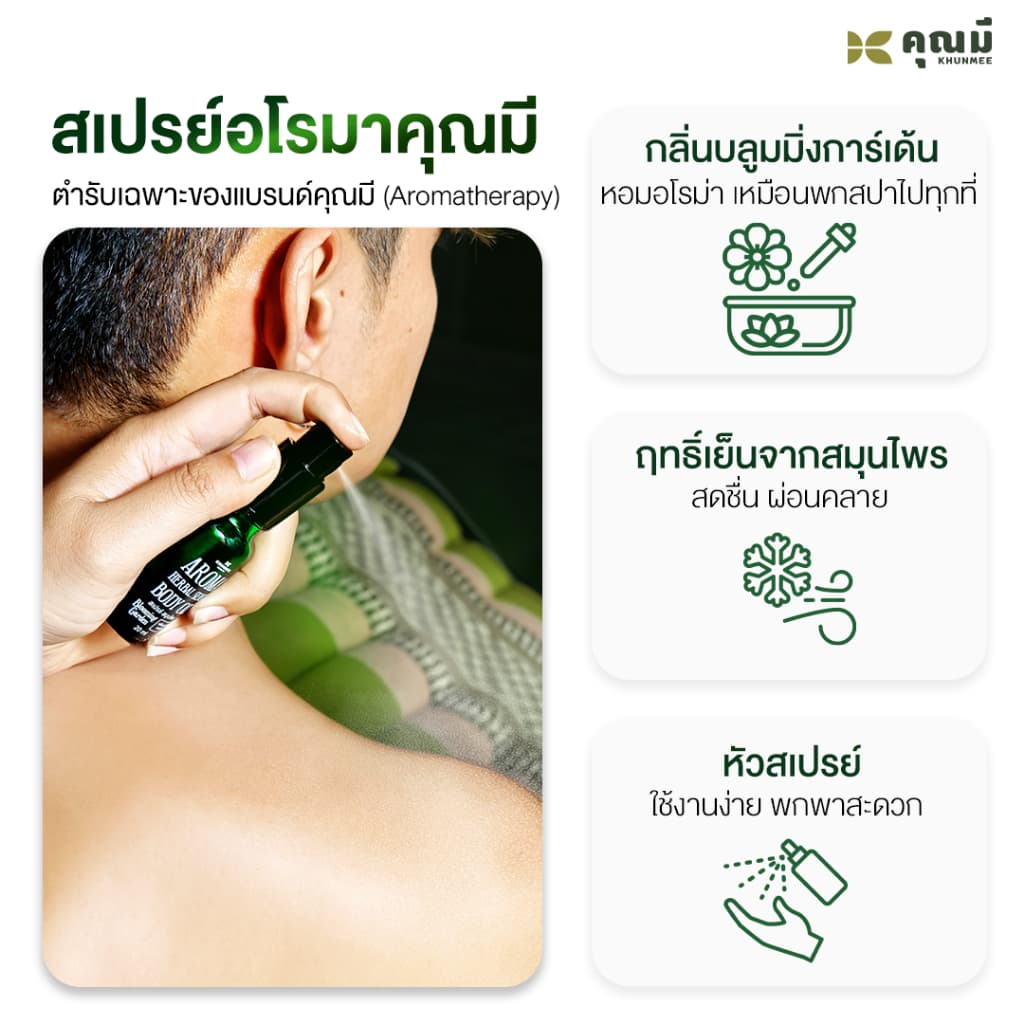 สเปรย์อโรมาคุณมี Khunmee Aroma Herbal Senes Body Oil กลิ่นบลูมมิ่งการ์เด้น 20 ml. 2ขวด รูปที่ 5