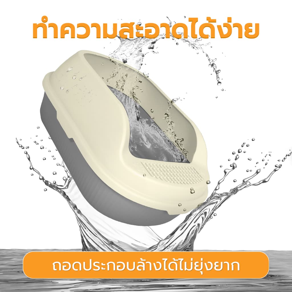 กระบะทรายแมว ห้องน้ำแมว รุ่นขอบสูง ระบายอากาศได้ ง่ายต่อการประกอบ แข็งแรง สำหรับสัตว์เลี้ยง รูปที่ 7
