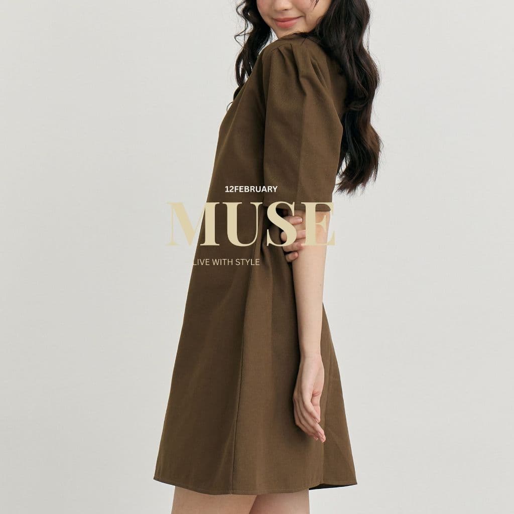 12FEBRUARY | MUSE DRESS เดรสเข้ารูป เอวสับผ้าคอตตอนอยู่ทรงอย่างดี ซิปหลัง รูปที่ 5