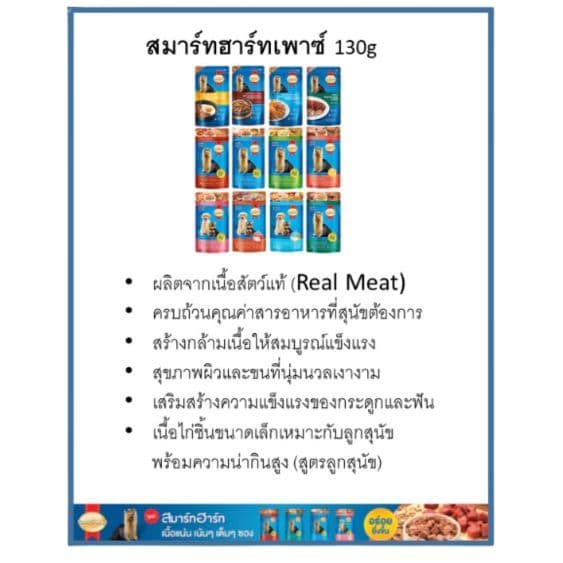 *ยกกล่อง 12ซองX 130g.* Smartheart ADULT อาหารเปียกสุนัขโต รูปที่ 3