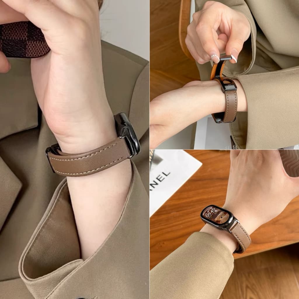 สำหรับ Xiaomi Band MiBand 10 สายหนังแม่เหล็ก + กรณี PC แก้วสำหรับ Xiaomi Band Mi Band 10 สายรัด+กรณี รูปที่ 2