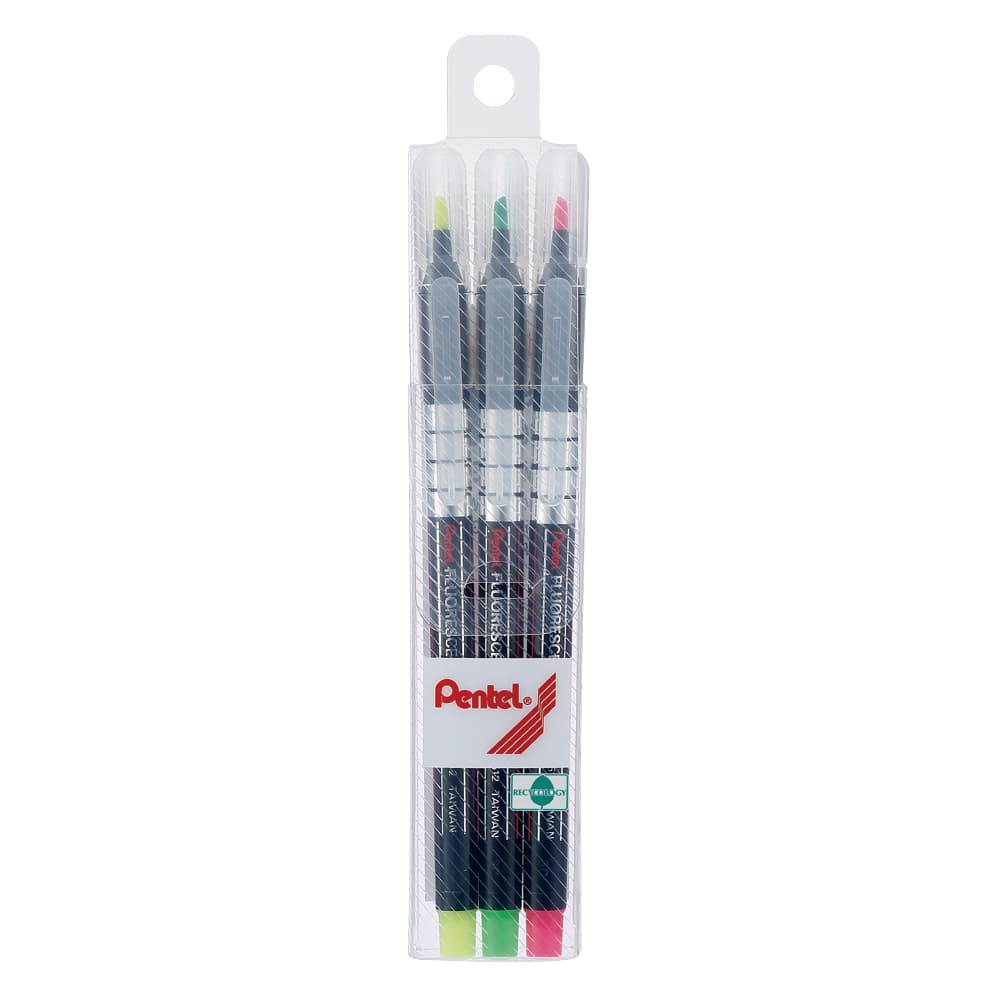 Pentel S512 ปากกาไฮไลท์ แบบหัวตัด แบบ บรรจุ 3 ด้าม และ บรรจุ 5 ด้าม ขนาดเส้น 1.0 มม - 3.5 มม รูปที่ 2