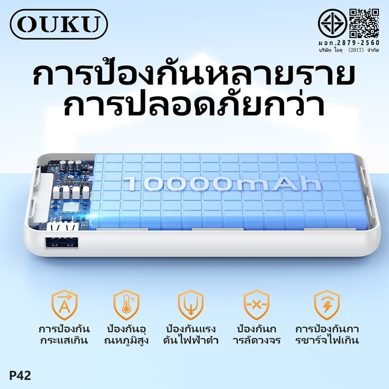 พาวเวอร์แบงค์ชาร์จเร็ว OUKU EK1-P42 สายชาร์จ 4 เส้นในตัว 10000mAh ระบบป้องกันกระแสไฟเกิน ขึ้นเครื่องบินได้ รูปที่ 2