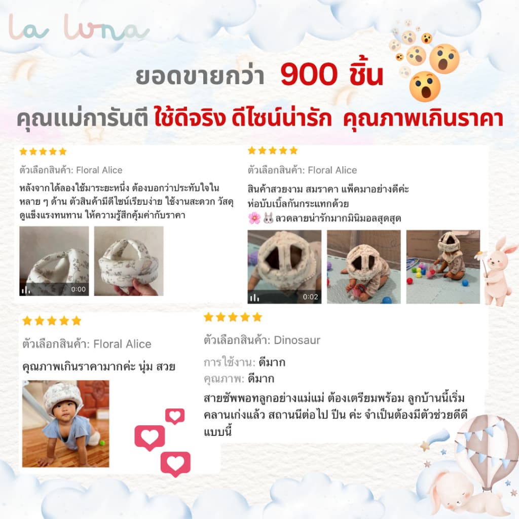 La Luna หมวกกันกระแทกเด็ก หมวกกันน็อกเด็ก 360 องศา รูปที่ 2