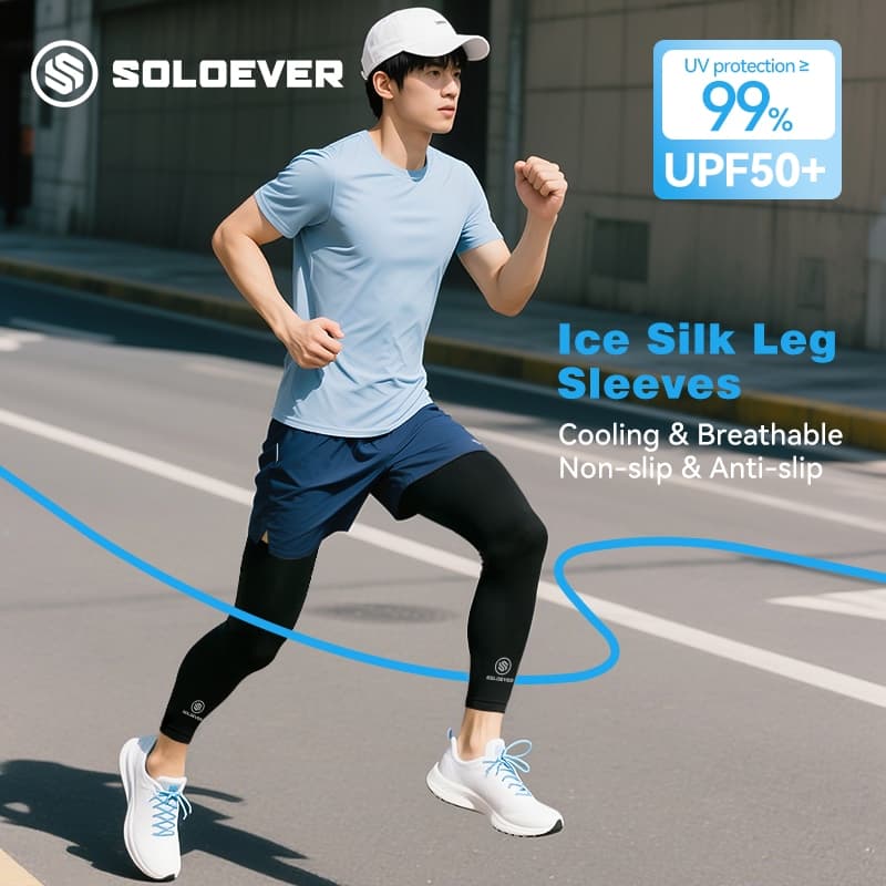 SOLOEVER ปลอกขา ปลอกหุ้มขาใส่ปั่นจักรยาน UV UPF50+ กันรังสี UV ได้ 99% กางเกงรัดรูปแบบ Unisex รูปที่ 2
