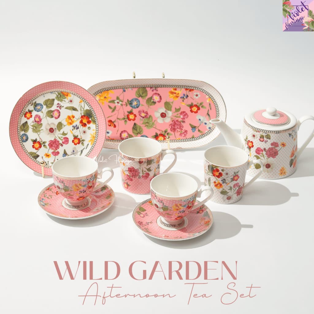 Violet Flamingo - Wild Garden Collection – กาน้ำชา แก้วชาพร้อมจานรอง แก้วมัคพร้อมกล่องของขวัญลายดอกไม้แสนหวาน รูปที่ 5