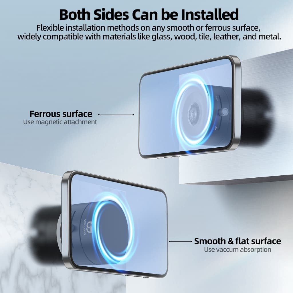 GOOJODOQ Foldable Phone Holder Two-way Switchable Installation Strong Magnetic and Vacuum Absorption No Trace รูปที่ 2