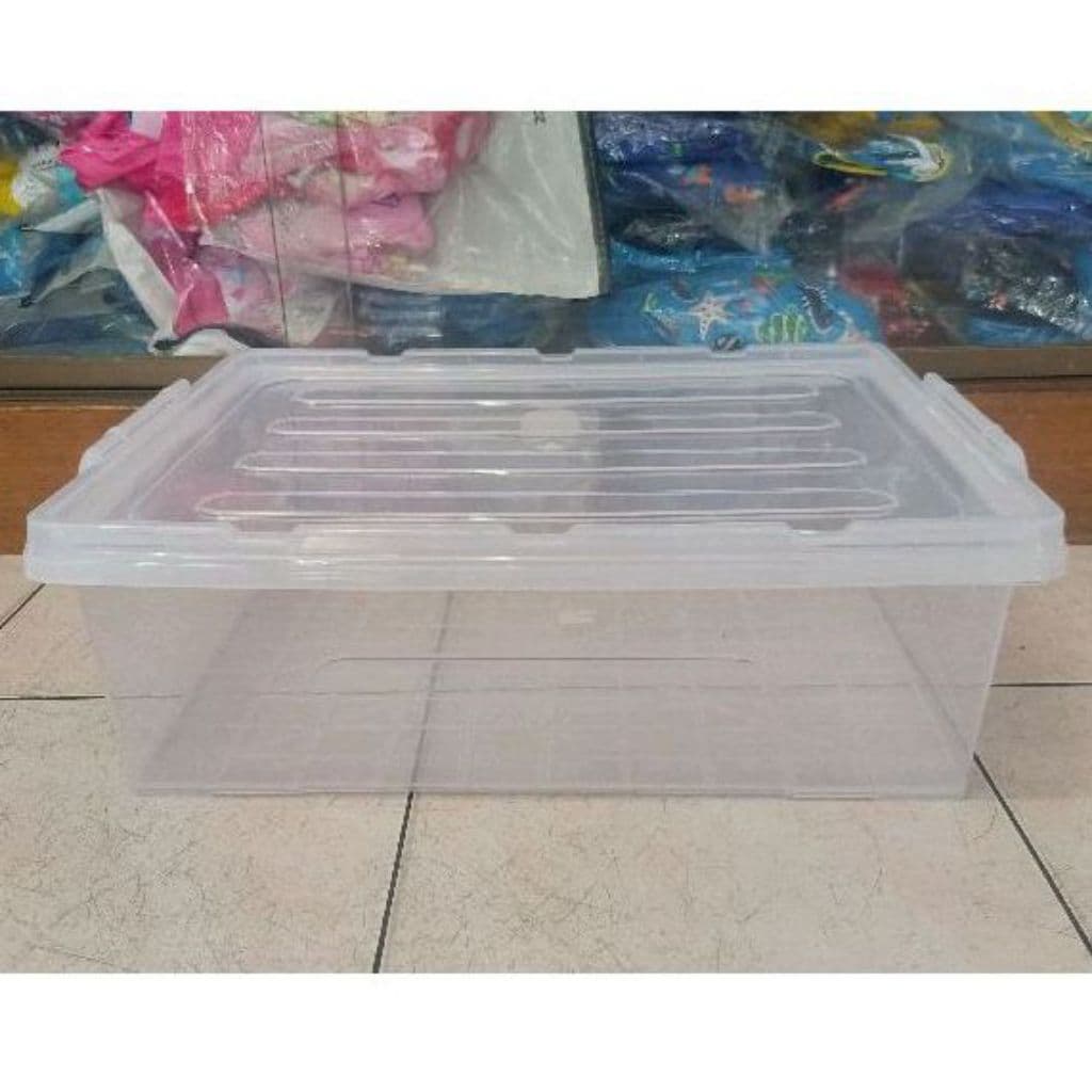 กล่องพลาสติกใสมีฝาล็อคทรงเตี้ยขนาด กว้าง 36 ซม. ยาว 50 ซม. สูง 16 ซม. ใส่เอกสาร A4 ได้ รูปที่ 2