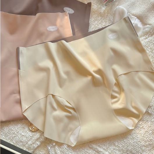 Rilove_shop กางเกงในไหมเทียมไร้รอย 7A ต้านแบคทีเรีย สีผสม ไม่ลุ่ย เอวกลาง สบาย ระบายอากาศดี เบาสบาย ยกกระชับสัดส่วน รูปที่ 7