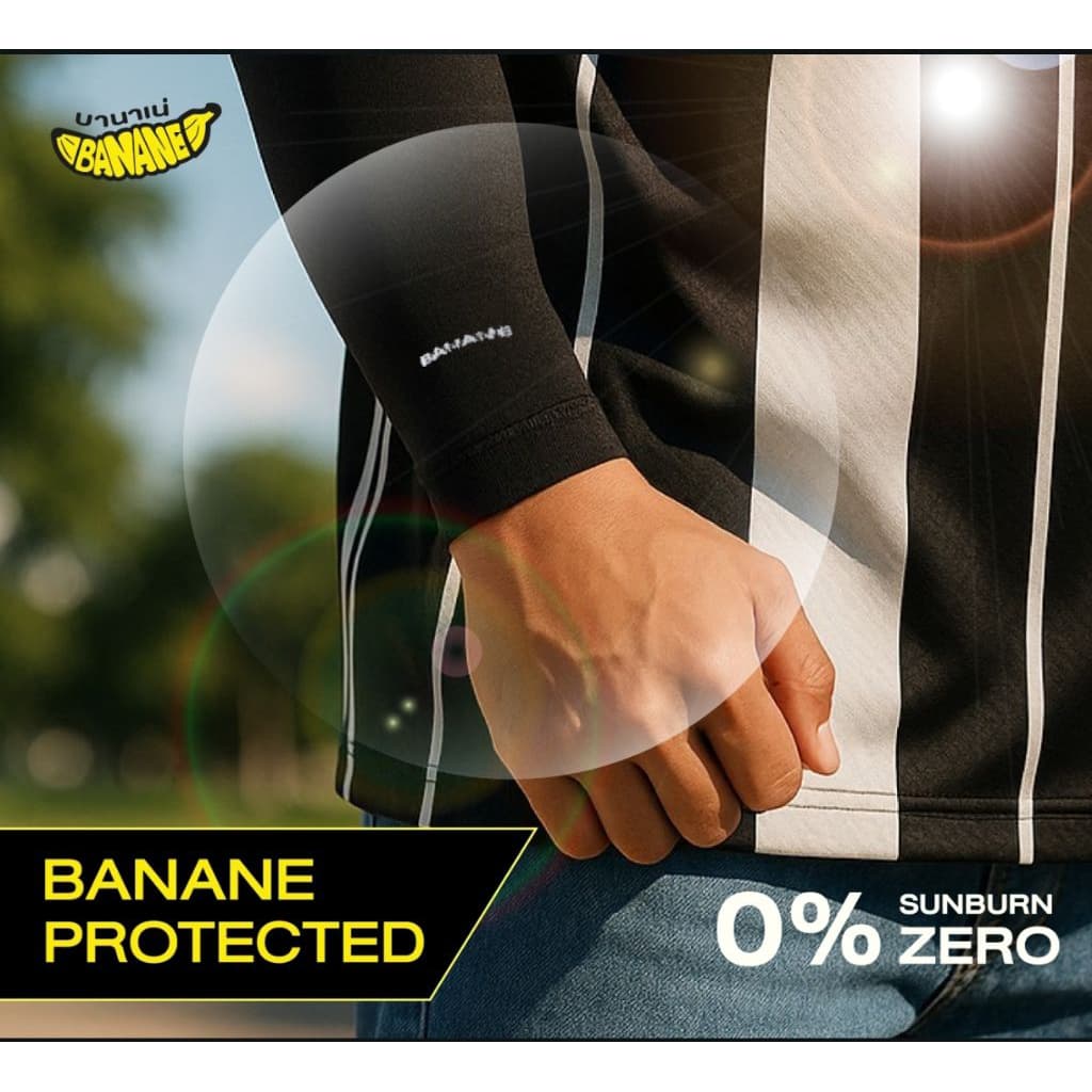 มีส่งด่วน ปลอกแขนกัน UV ยี่ห้อ banane เนื้อผ้าหนานุ่ม หยืดหยุ่น ใส่สบาย ราคาต่อคู่ รูปที่ 7