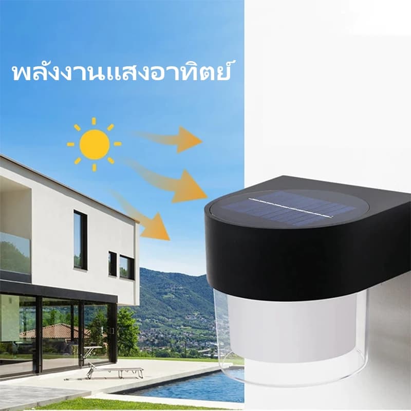 AIMO LED ไฟโซล่าเซลล์ ไฟระเบียง โคมไฟติดผนัง สไตล์โมเดิร์น LED โคมไฟติดผนังกลางแจ้ง IP65 ไฟกระบอก ไฟสวน รูปที่ 8