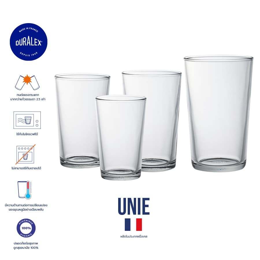 Duralex Unie แก้วน้ำ กาแฟ เบียร์ tempered glass รูปที่ 1