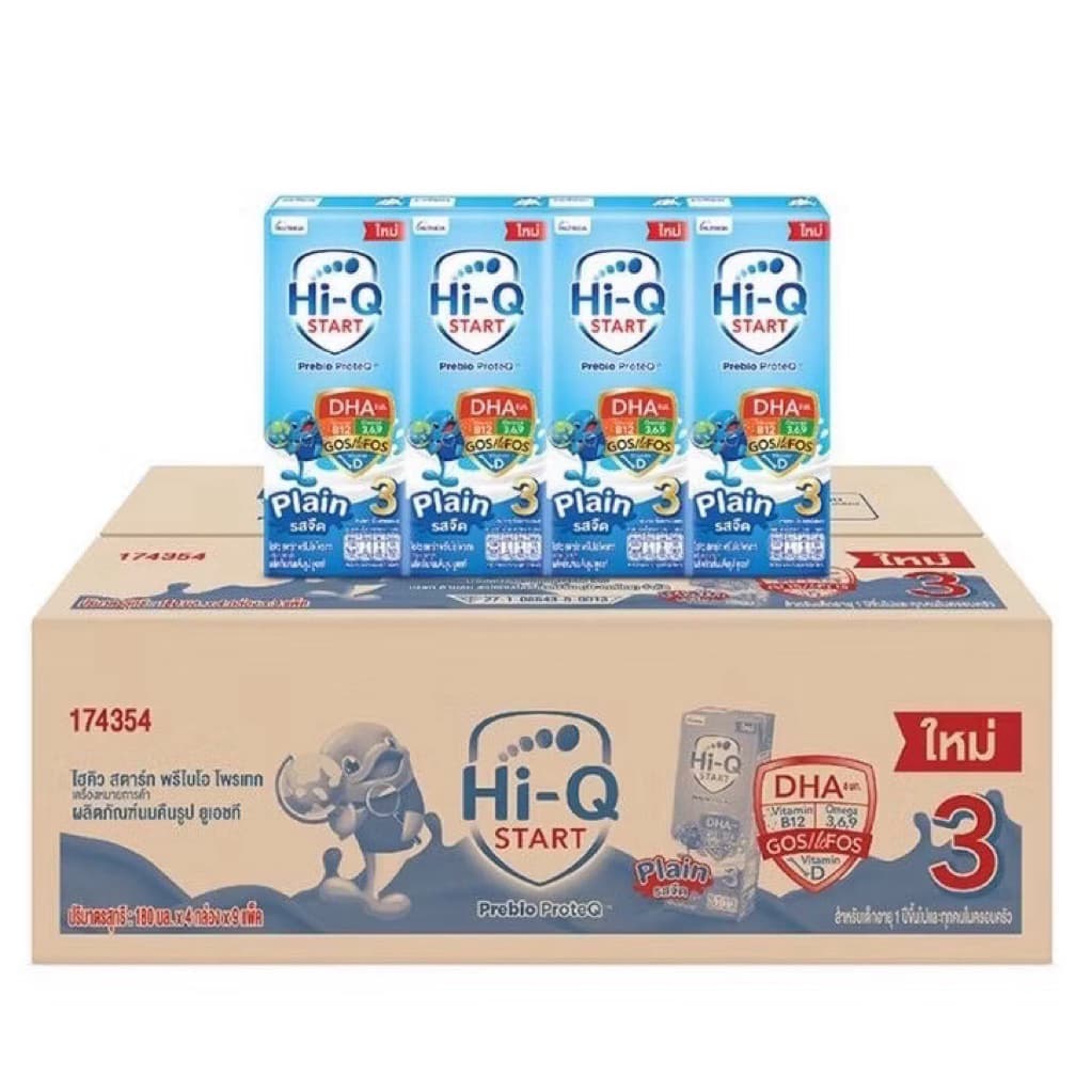 ยกลัง นมยูเอชที นมไฮคิวสูตร3 สตาร์ท พรีไบโอโพรเทก รสจืด 180 มล นม UHT HiQ Start PrebioProteq UHT รูปที่ 1
