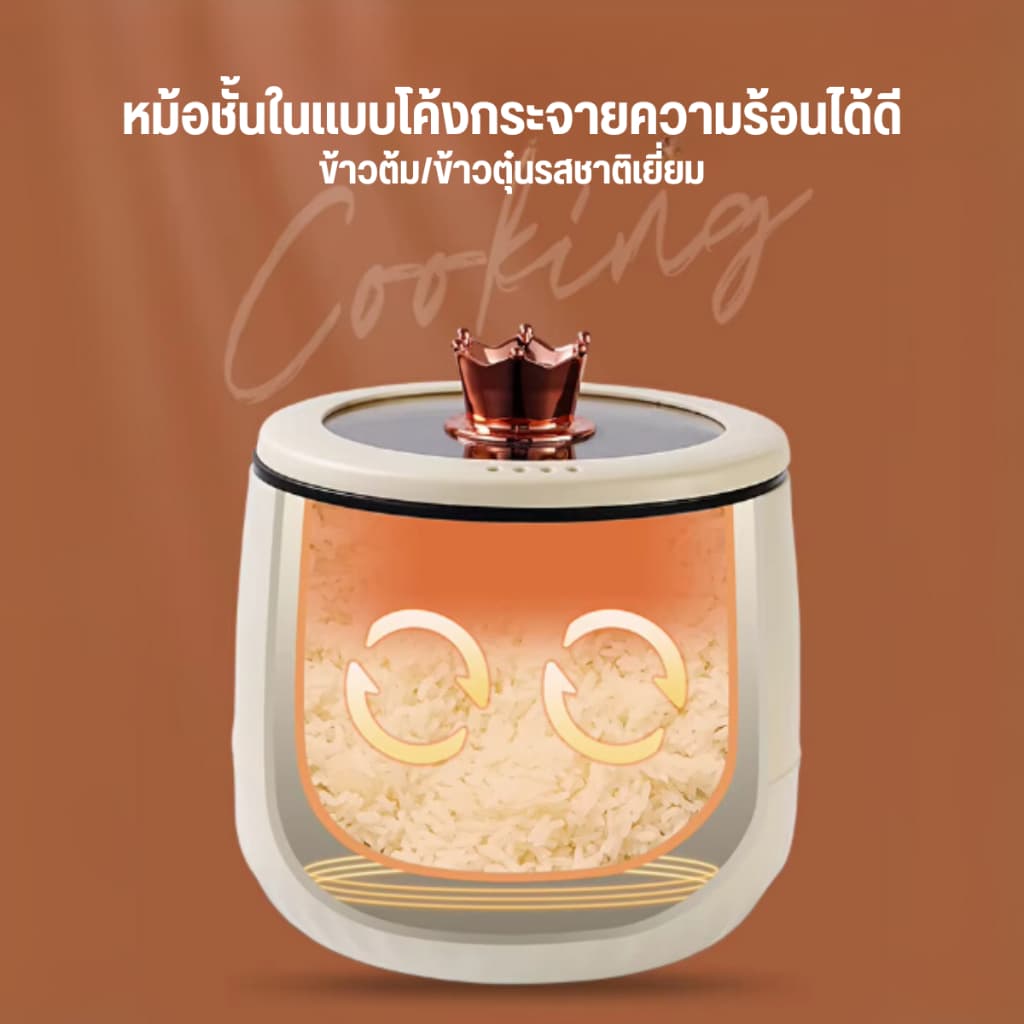 หม้อหุงข้าว mini 1.8L เหมาะสำหรับ 1-2 คน มินิ ไม่ติดก้น กะทะไฟฟ้า อเนกประสงค์ หม้อหุงข้าว การทำงานด้วยปุ่มเดียว D0216 รูปที่ 5