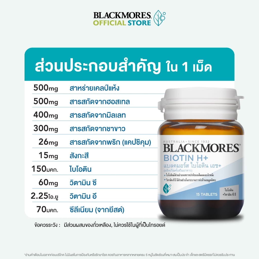 Blackmores Biotin H+ แบลคมอร์ส ไบโอติน เอช+ รูปที่ 5