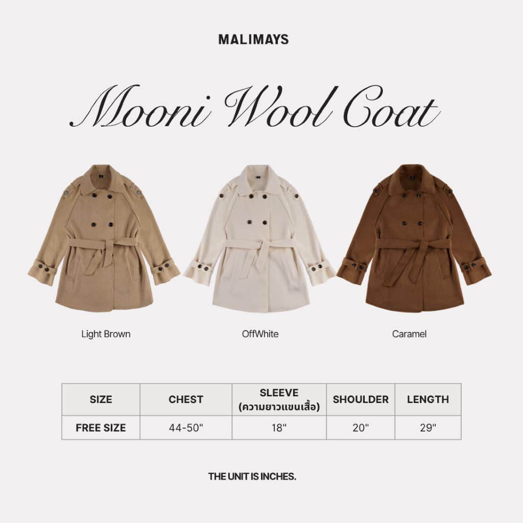 MALIMAYS - Mooni Wool Coat เสื้อโค้ทผ้าวูล รูปที่ 9