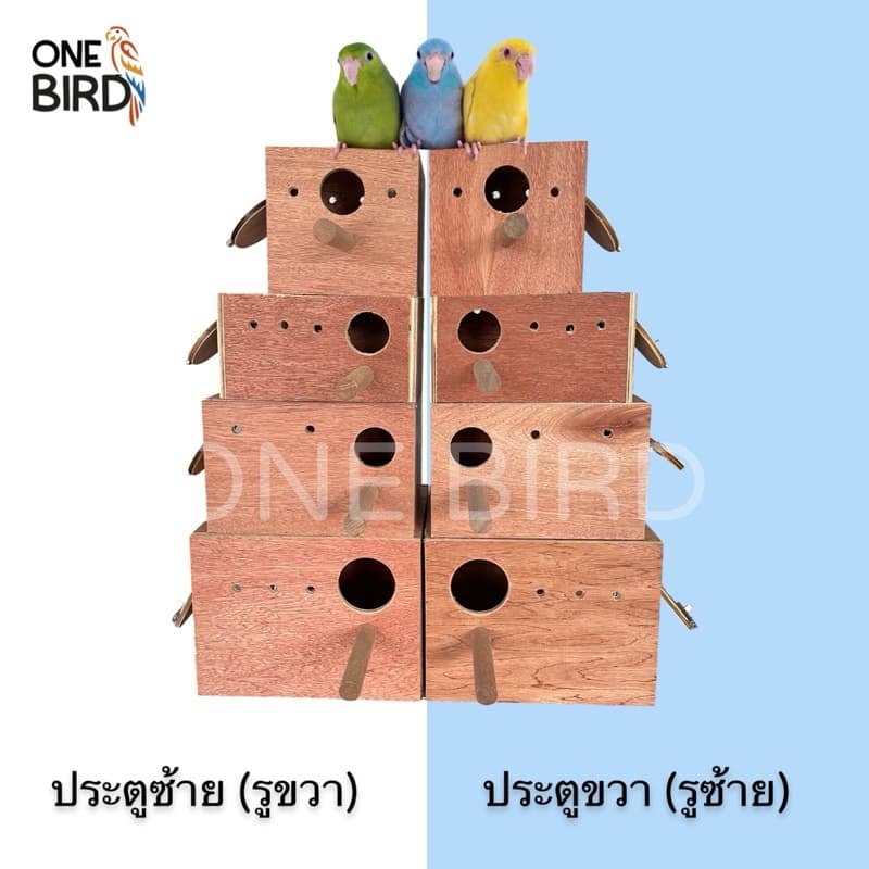 รังเพาะนกเเก้ว บ้านลิง บ้านนก ฟินซ์ เลิฟเบิร์ด กรีนชีค ฟอพัส หงส์หยก ค็อกทำจากไม้อัดเเดงคุณภาพ AAA รูปที่ 2