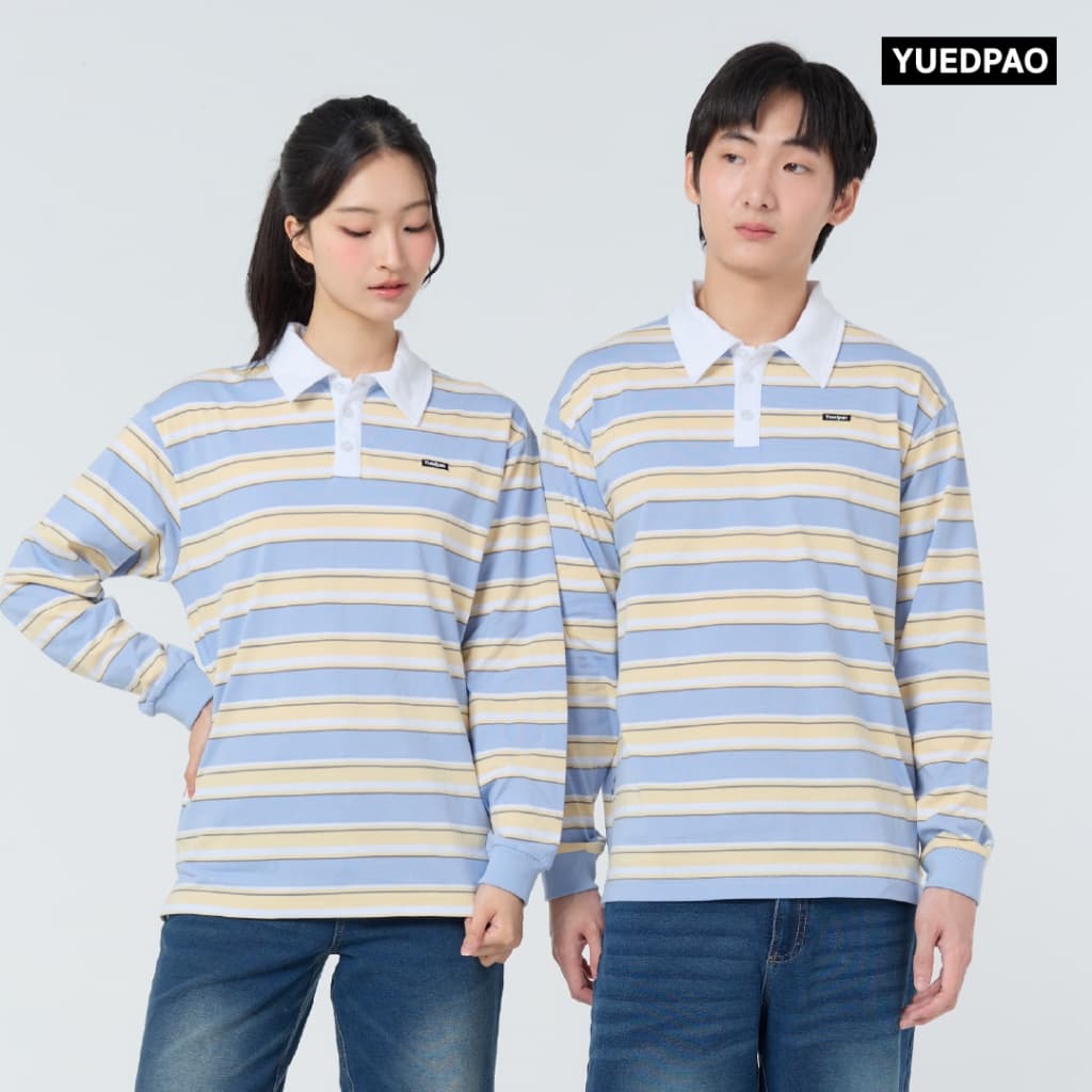 Yuedpao Polo Long Sleeve Striped ผ้าหนาทรงสวย ยับยากรีดง่าย เสื้อแขนยาว โปโลแขนยาว รูปที่ 9