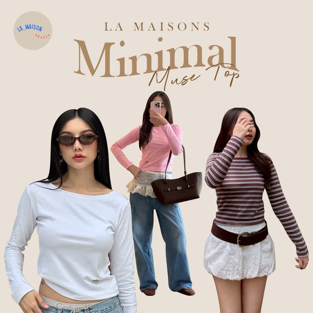 เสื้อแขนยาว ผ้านุ่มยืด ทรงเข้ารูป Minimal Muse Top รูปที่ 1