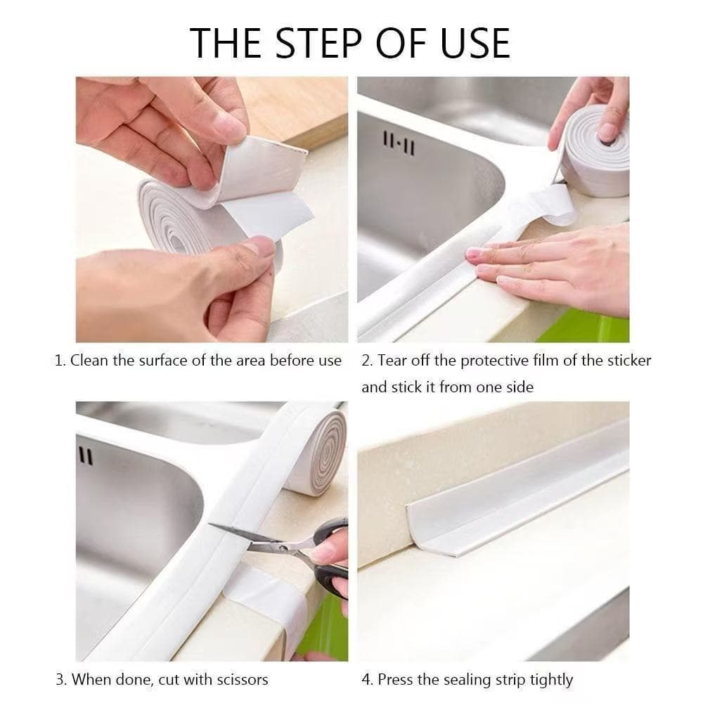 เทปกันน้ำและป้องกันการเปรอะเปื้อนในครัวและห้องน้ำ แถบปิดผนึก PVC ช่องว่างในครัวและห้องน้ำ สติกเกอร์มุมตะเข็บอ่างล้างจานห รูปที่ 6