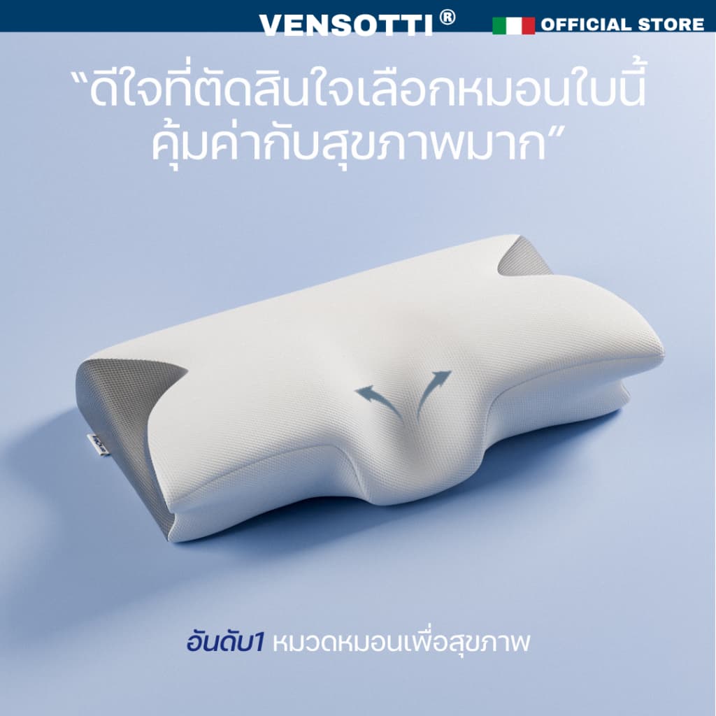 หมอน VENSOTTI หมอนเพื่อสุขภาพ Ergonomic Deep Sleep หมอนรองคอมด Neck Pillow พกนอนหลับลึกได้ทุกสถา -ทดลองใช้ฟรี 90 วัน รูปที่ 8