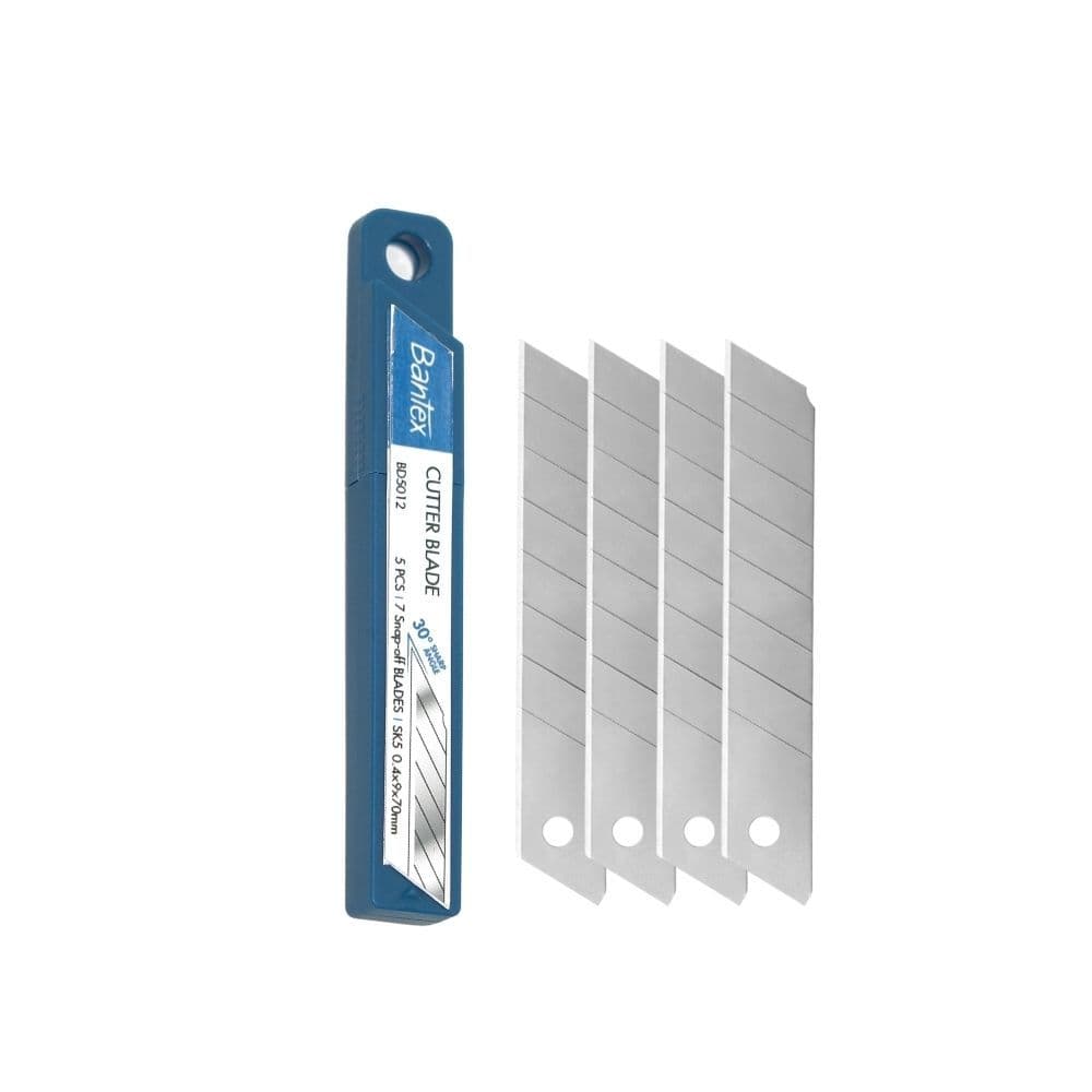 Bantex ใบมีดคัตเตอร์ ใบมีดสีเงิน 9 มม 5ชิ้น/กล่อง คมกริบ ใบมีดสำหรับคัตเตอร์ Cutter Blade รูปที่ 1