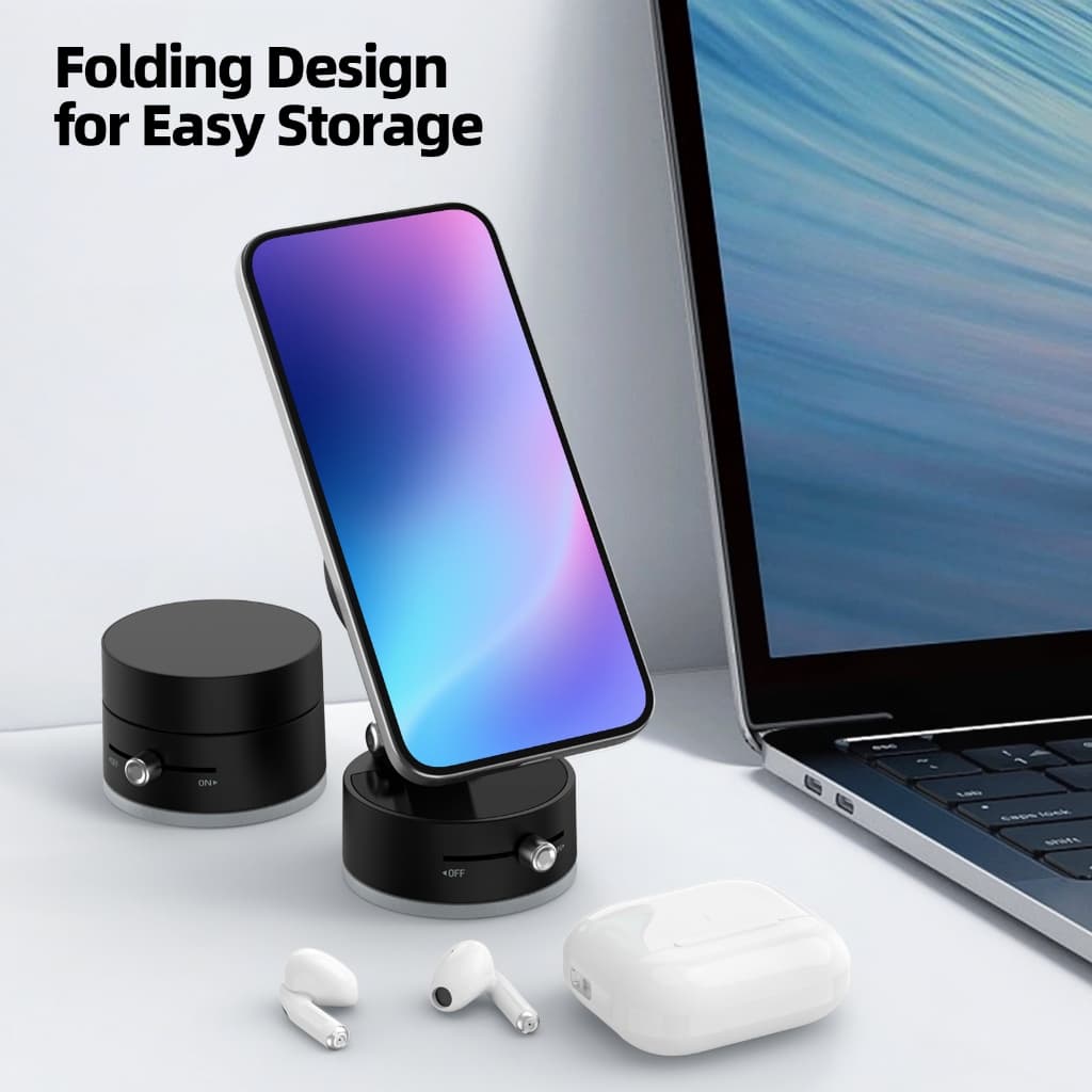 GOOJODOQ Foldable Phone Holder Two-way Switchable Installation Strong Magnetic and Vacuum Absorption No Trace รูปที่ 7