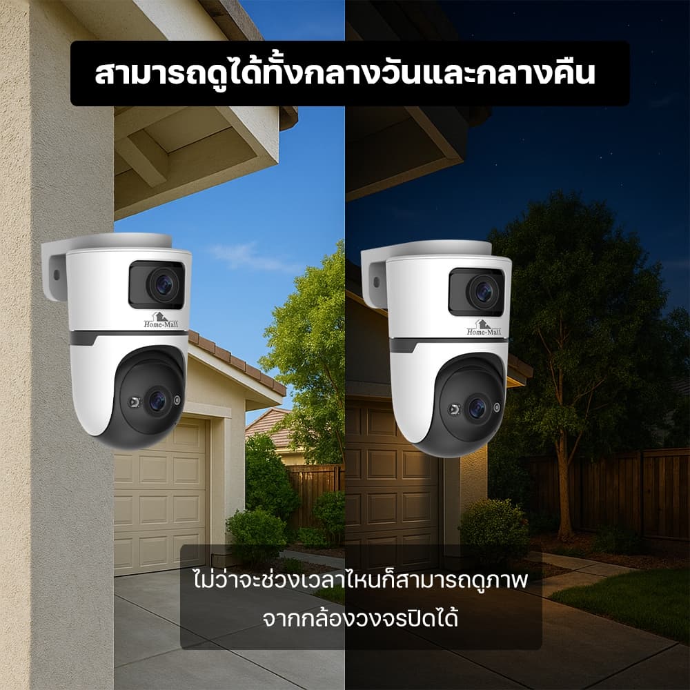 Junanvision แพ็คคู่ กล้องวงจรปิด2เลนส์ ชัด4Kรุ่น 4K-X7 สีขาวดำ แอปICAM365 รองรับการสื่อสาร 2จอ IP66 รูปที่ 5