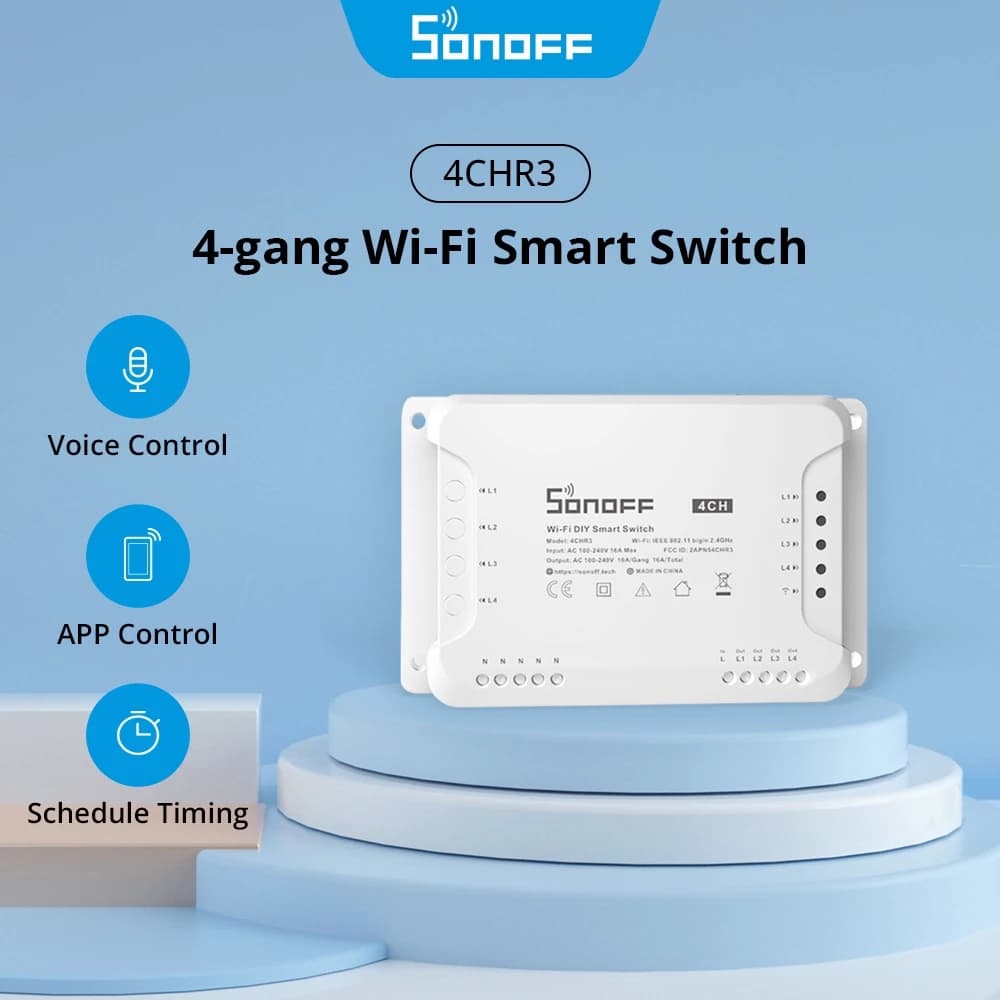 Sonoff 4CH R3 สวิตช์ Wi-Fi สามารถควบคุมเปิดปิด ตั้งเวลาผ่านสมาร์ทโฟน รูปที่ 2