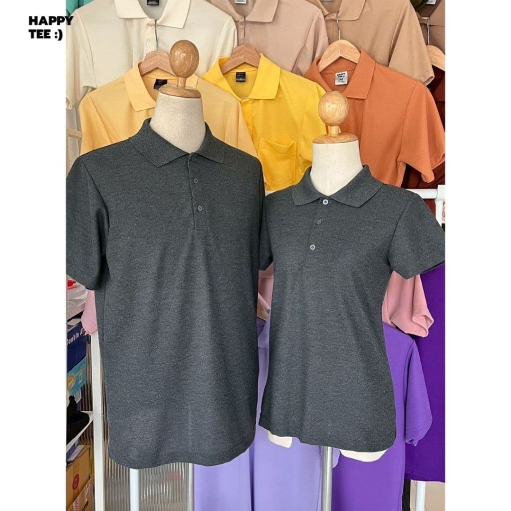HAPPY TEE เสื้อโปโล "สีเทาดำท็อปดาย" ทรงสวย ผ้านุ่ม ใส่สบาย ไม่ต้องรีด ใส่ได้ทั้งครอบครัว รูปที่ 6