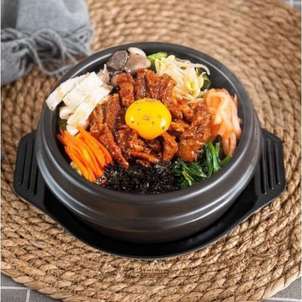 หม้อดินเกาหลี ชามหินเกาหลี หม้อดินเผา หม้อซุปเกาหลี หม้อหินพร้อมถาดเป็นเครื่องครัวสำหรับหุงข้าวบิบิมบับ ซุป ชามบีบิมบับ รูปที่ 2