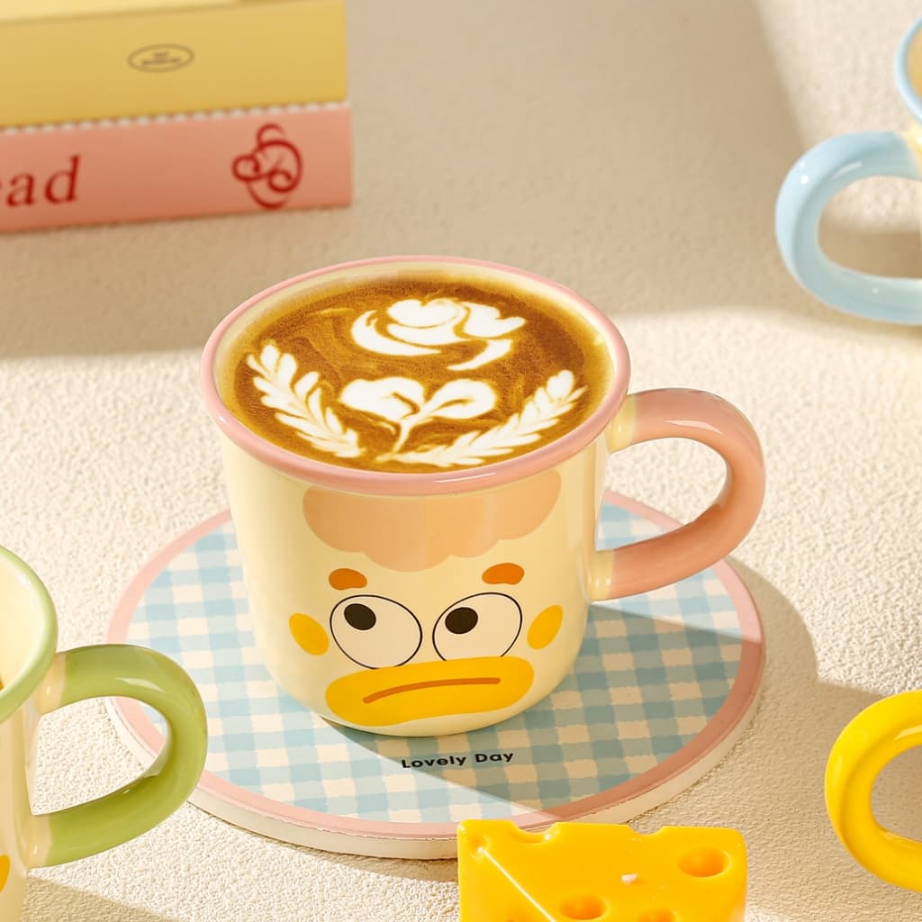 เซตแก้วกาแฟ มีกล่องของขวัญให้ ลายตัวตลก+ช้อน ไม่มีฝา น่ารัก รูปที่ 8