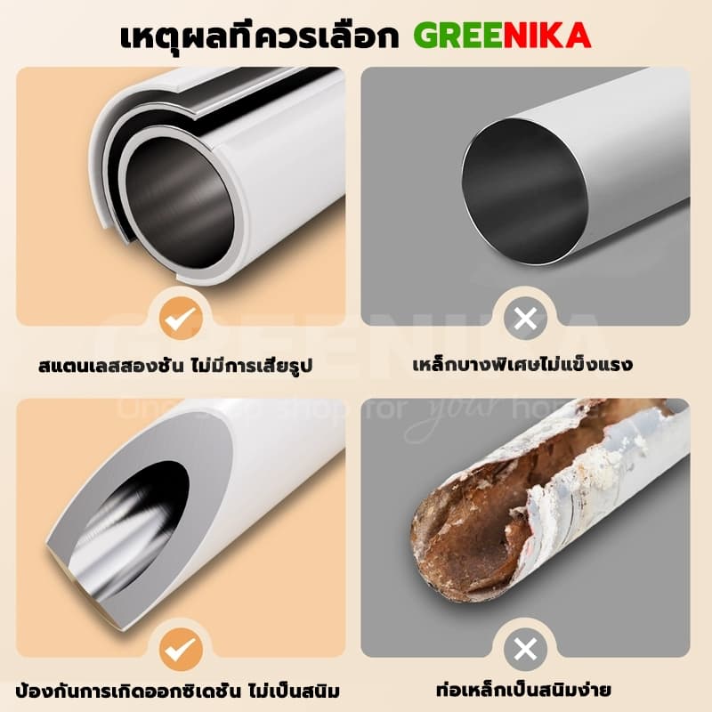 GREENIKA ราวผ้าม่าน ราวม่านอาบน้ำ ปรับระดับยืดหดได้ ไม่ต้องเจาะ ใช้ได้กับผนังทุกประเภท รับน้ำหนักเกิน50กก รูปที่ 8
